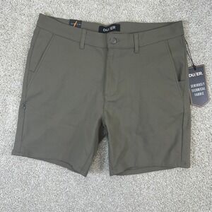 DU/ER NuStretch Short Men 34 Thyme Green Slim Fit Performance 7 Inch Inseam NEW